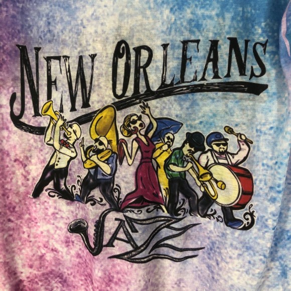 New Orleans Jazz Tye Dye Bling Tunic w/Asymmetrical Sharkbite Hem SZ 3X juniors - Picture 2 of 7